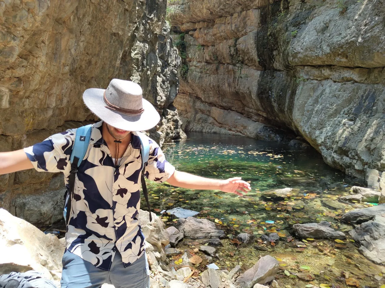 At a waterfall